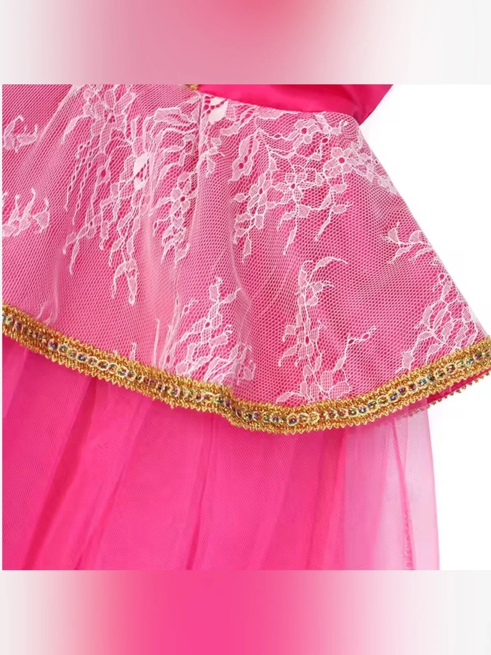Girls' Pink Princess Tulle Gown Costume with Butterfly Accents